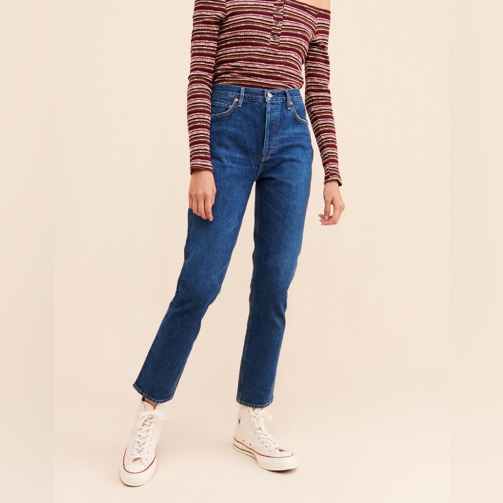 Agolde Remy High Rise Straight Leg Frayed Ankle Denim size 25